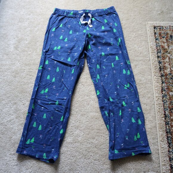 J. Crew Factory Blue Pajama Pants with Green Tree Print - Picture 1 of 4